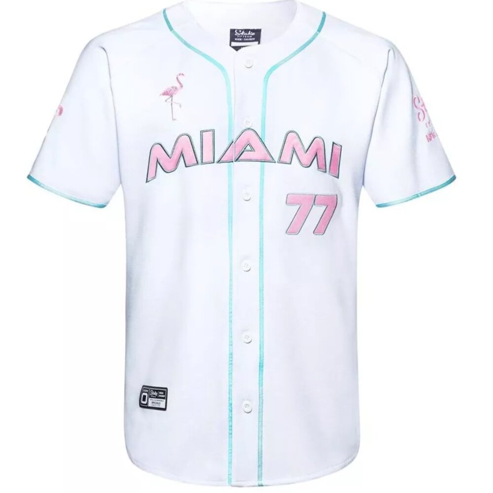 🏎️ F1 Miami GP Flamingo White Baseball Jersey Valtteri Bottas - Size S